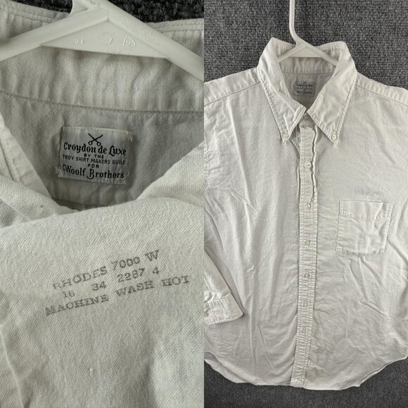 VTG Woolf Brothers Croydon De Luxe Troy Shirt Makers Guild White Oxford 16 34 - Picture 1 of 16